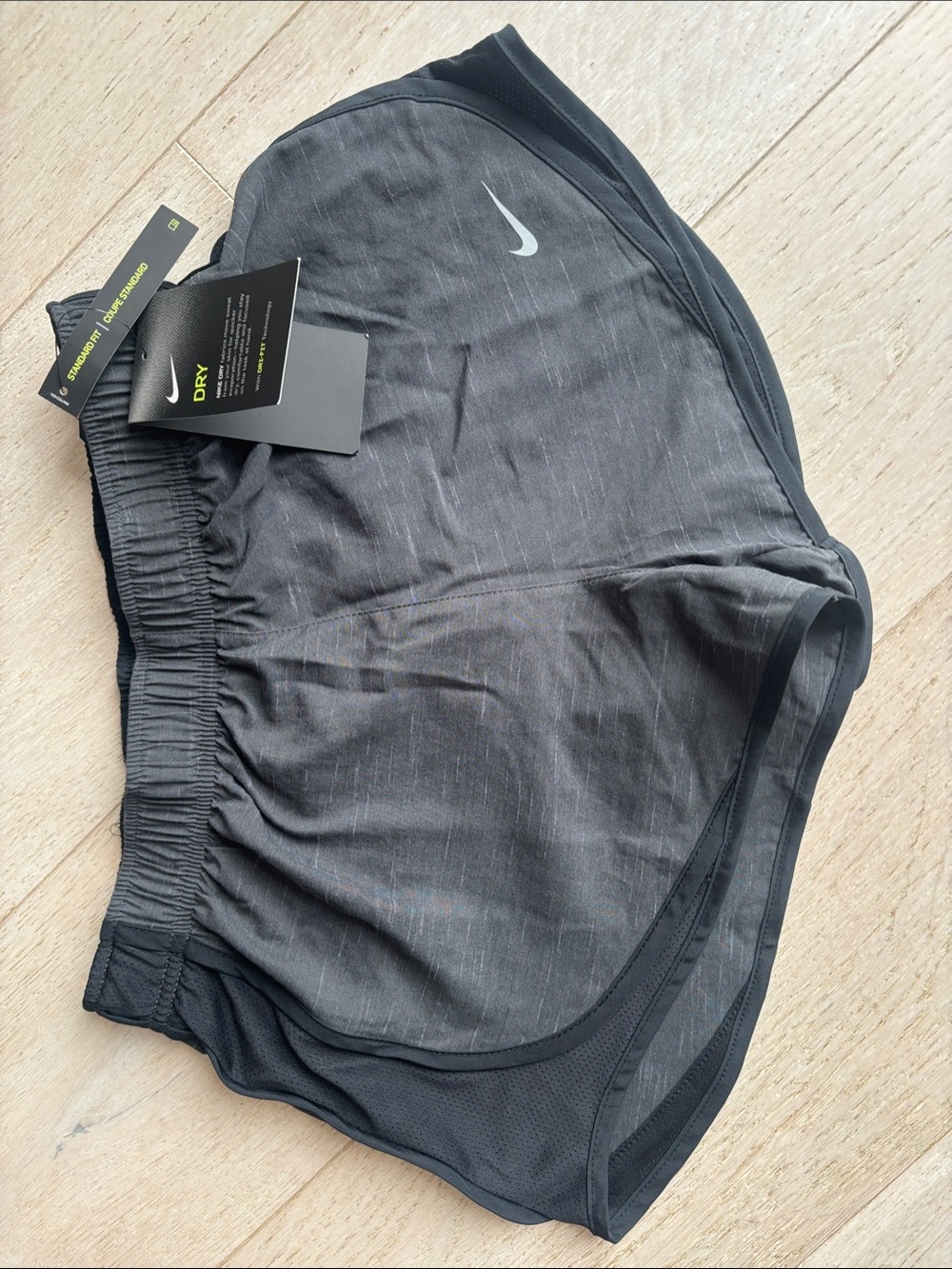 Nike Black Athletic Running Shorts with Reflective Swoosh - Picture 1 of 3